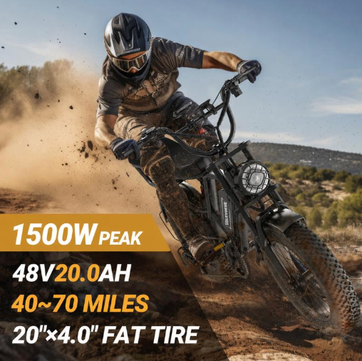 Electric Bike | Peak Power 1500W | Full Suspension | Top Speed 31 MPH